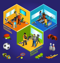 Sports Equipment Athletes Isometric 2x2