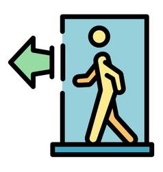 Walk Through Exit Door Icon Flat