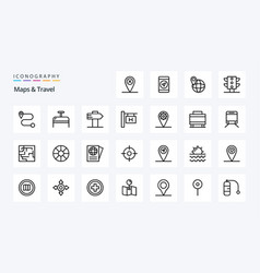 25 Maps Travel Line Icon Pack