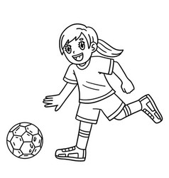 Girl Chasing Soccer Ball Isolated Coloring Page