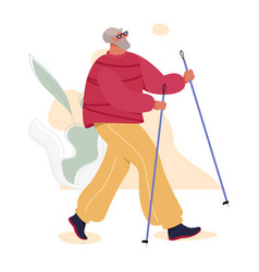 Older Adult Nordic Walking Man