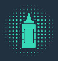 Green Mustard Bottle Icon Isolated On Blue