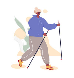 Older Adult Nordic Walking Woman