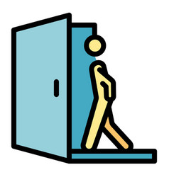 Walk Through Evacuation Door Icon Flat