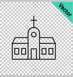 Black Line Church Building Icon Isolated