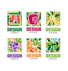 Fruit And Berries Logo Design Set Fresh Juice