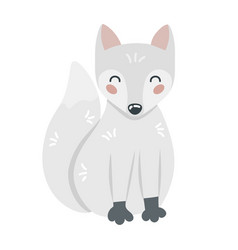 Cute Cartoon Hand Drawn White Arctic Fox