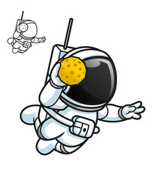 Cute Astronaut Playing Handball With Moon Ball