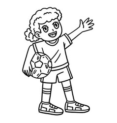 Soccer Girl With A Ball Isolated Coloring Page