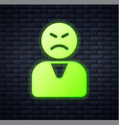 Glowing Neon Angry Customer Icon Isolated