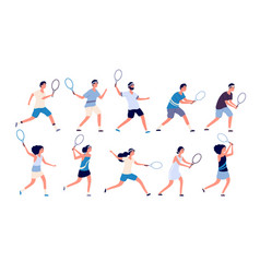 Tennis Players Man And Woman Holding Racket