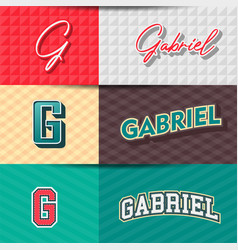 Male Name Gabriel In Various Retro Graphic Design