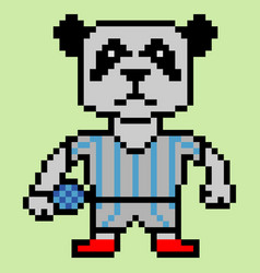 Pixel Art Cartoon Football Player Panda Character