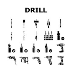 Drill Equipment Construction Icons Set