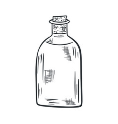 Glass Bottle For Liquid With Stopper Sketch