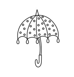 Polka Dot Umbrella In Doodle Style