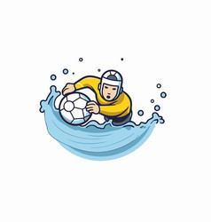 Soccer Player With Ball In Water Cartoon On White