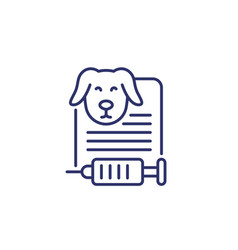 Dog Vaccination Certificate Line Icon