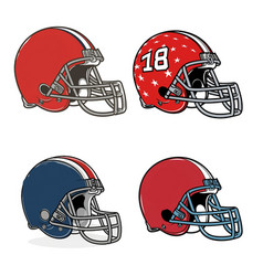 Set Of Helmet Design For American Football Field