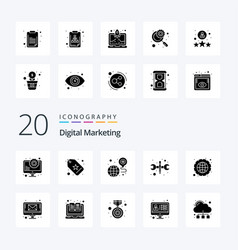 20 Digital Marketing Solid Glyph Icon Pack Like