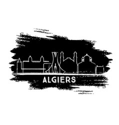 Algiers Algeria City Skyline Silhouette Hand