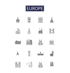 Europe Line Icons And Signs Continent