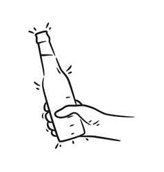 Hand Holding Beer Bottle Line Art