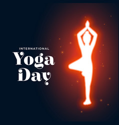 International Yoga Day Poster With Glowing