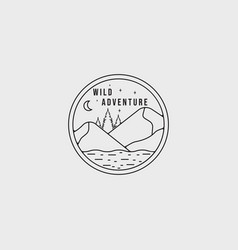 Mountain Landscape Logo Line Art Simple Template