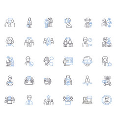 Business Hours Line Icons Collection Schedule