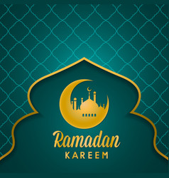 Green Background Ramadan Ornament Mosque