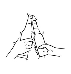 Hand Holding Beer Bottle Line Art