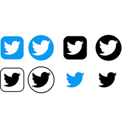 Set Of Twitter Bird Logo Icons Group Realistic