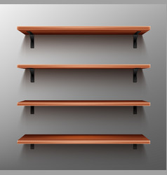 Empty Wooden Shelves On Gray Wall