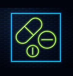 Glowing Neon Line Medicine Pill Or Tablet Icon