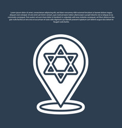 Blue Line Star Of David Icon Isolated On Blue