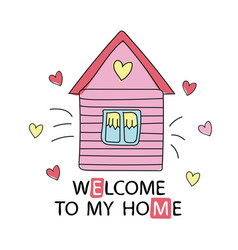 Cartoon Style Design Element Welcome To My Home