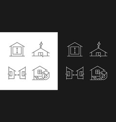 Building Safe House Linear Icons Set For Dark