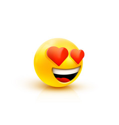 Smiling emoticon face with heart eyes Royalty Free Vector