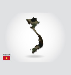 Vietnam Map With Camouflage Pattern Forest