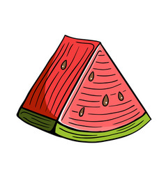 Watermelon Fruit Slice Hand Drawn Engraved Sketch