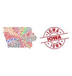 Iowa Distress Stamp Seal And State Map