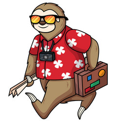 Sloth Traveling As A Tourist Cartoon Clip Art