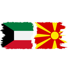 Northern Macedonia And Kuwait Grunge Flags