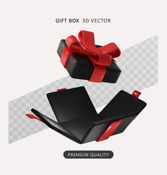 Realistic Open Gift Box Black Color With Red