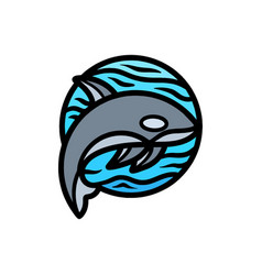 Whale Animal Logo Design Emblem