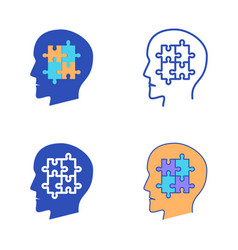 Autism Spectrum Icon Set In Flat And Line Style