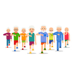 Crowd Of Older Active People Go Adult Men