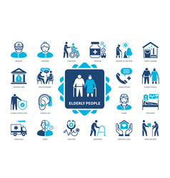 Elderly People Solid Icon Set