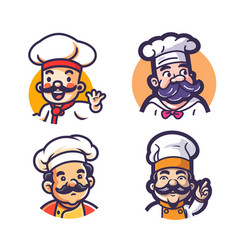 Chef And Cook Icons Set In Cartoon Style